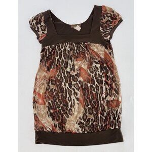 Vtg Chocolate‎ Pudding Mixed Print Liquid Knit Stretch Blouse Sm, Y2K, 90’s USA